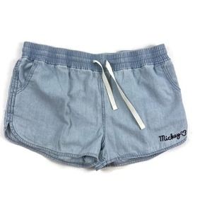 Junk Food Disney Shorts Womens XXL 2X Blue Chambray Mickey Mouse